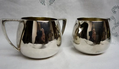 Placa de prata quádrupla Nobility vintage açúcar e creme década de 1940 - Imagem 1 de 4