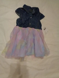 LILT 3T TODDLER BABY GIRL BOUTIQUE DRESS DENIM TOP LAYERED PASTEL TUTU SKIRT NWT - Picture 1 of 17