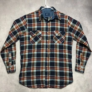 Vintage Sears Mens Plaid Flannel Shirt size Medium 15 - 15 1/2 Tall Blue Red - Picture 1 of 14
