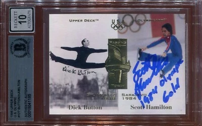 Dick Button Scott Hamilton Olympics Skating Signed Card Beckett Autograph 10 BAS - Image 1 of 2