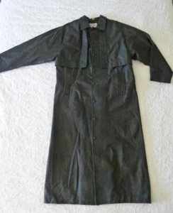 Pioneer Wear USA Vintage 70s 80s Black Leather Duster Trench Long Over Coat Men 40 - Bild 1 von 18