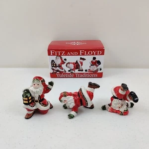 Vasos Fitz & Floyd Yuletide Tradition Papá Noel hechos a mano porcelana Navidad  - Imagen 1 de 14