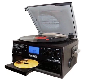 Boytone BT-22B Bluetooth Record Player Turntable AM/FM Cassette CD/MP3/SD/USB - Picture 1 of 10