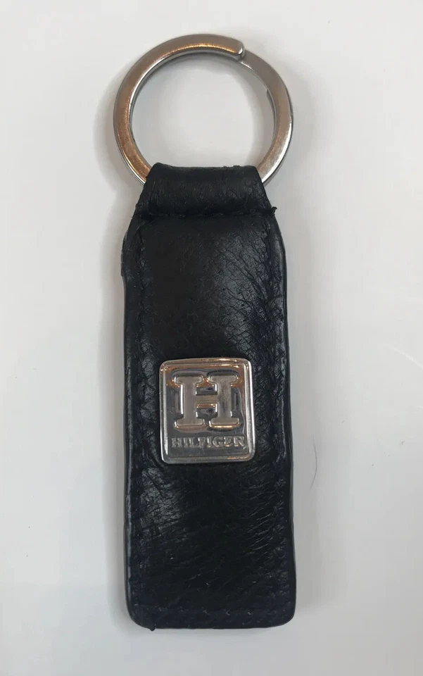 Кожаный брелок Hilfiger с монограммой «H» черный - Изображение 1 из 2