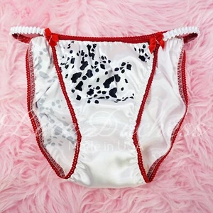 VTG Sissy Ladies Mens SATIN Dalmatians Cruela Halloween string bikini Panties - Picture 1 of 2