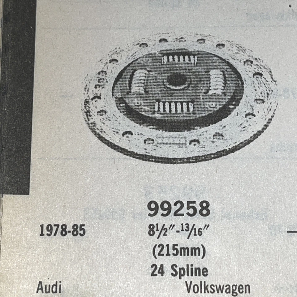 Clutch Plate 99258 BWD Fits 78-85 Vw Audi 8 1/2” 13/16-24 Spline Free Shipping - Image 1 of 1