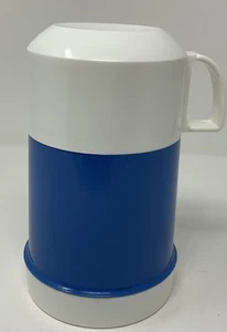 Thermos Wide Mouth Food Jar /Blue White w/Cup and Spoon 10 ounce.. - Picture 1 of 8