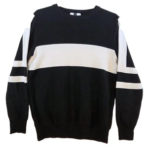 TOPMAN Herren schwarz & weiß Pullover Rundhalsausschnitt Pullover Größe Small - Farbblock - Bild 1 von 12