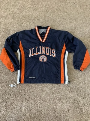 VTG University Of Illinois Windbreaker Pullover Size Youth Small Chief Illiniwek - Image 1 of 4