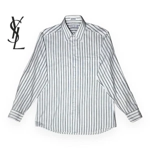 Yves Saint Laurent YSL Mens Striped Dress Shirt L 16/34-35 90s Vintage Y2K EVC - Picture 1 of 9