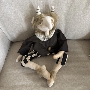 Stile primitivo fatto a mano vintage capra uomo Halloween 19" alto decorazione arte popolare - Foto 1 di 7