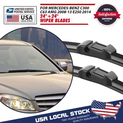 Front Windshield Wiper Blades Pair 24"+24" For Mercedes-Benz CLS63 AMG 2012-2014 - Imagem 1 de 4