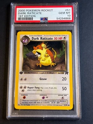 Dark Raticate 1st Edition 51/82 Team Rocket PSA 10 - Image 1 of 2