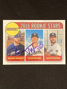 Brandon Woodruff Taylor Williams Autographed 2018 Topps Heritage Card #394 ~ COA - Picture 1 of 5