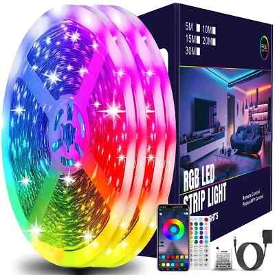 LED Strip Lights 100ft 65ft 50ft 30ft Bluetooth Room lightning RGB Music Sync - Image 1 of 4