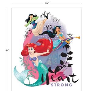 36" Digital Fabric Panel - Camelot Disney Princess Heart Strong Ariel Jasmine