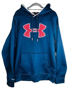 Under Armour Herren M Hoodie Pullover Storm 1 Loose mittelblau vorne rot Logo - Bild 1 von 10