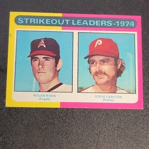 1975 Topps #312 Strikeout Leaders-1974 Nolan Ryan Steve Carlton -Vintage MLB