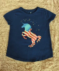 Unicorn Shirt Girls So Favorite Graphic Tee American Flag Size 8 Patriotic - Picture 1 of 6
