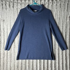 J Jill Knit Turtleneck Sweater Blue XS Cotton Acrylic Nylon Soft 
