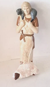 Vintage Nativity Scene Shepard Boy 8" Inch Ceramic w/ Sheep *Damage Please READ* - Picture 1 of 8