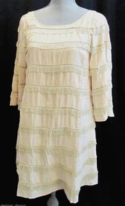 ARK & CO shabby fringe ruffle TOP tunic ultra mini DRESS blouse 3/4 NWD M NWT - Picture 1 of 5