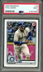 Tarjeta de béisbol de novato Bowman Kyle Lewis #78 2020 - PSA 9 como nueva - Imagen 1 de 3