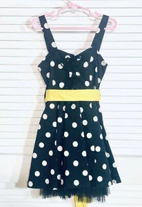 Polka Dot Dress CASTRO Black White Tulle Slip Girls 4/6 - Picture 1 of 12