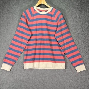 LUCKY BRAND Womens M Pink Blue Striped Long Sleeve Crewneck Pullover Sweater - Picture 1 of 12