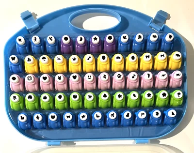 58 Mini Paper Punches Craft Paper Punchers W/ Case Scrapbook Classroom Confetti - Image 1 of 4