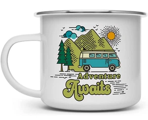 Adventure Awaits Retro Camper Coffee Mug, Nature Wanderlust Van Life 16oz - Picture 1 of 3