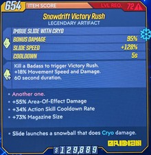 XBOX/PS4/5 72 SNOWDRIFT VICTORY RUSH 💥 AOE DAMAGE, MAG SIZE, ASC