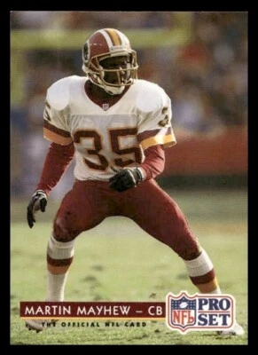 1992 Pro Set FACT Mobil #82 Martin Mayhew Washington Redskins - Image 1 of 2