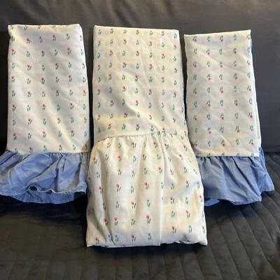 Funda de 3 piezas funda de almohada larga floral vintage algodón volantes verano primavera Foto 1 de 4