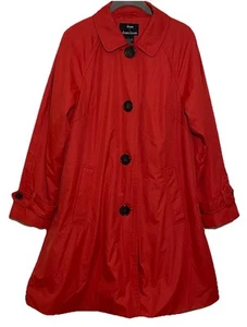 Dennis by Dennis Basso Red Swing Rain Coat Women’s Sz S Leopard Print Lining - Picture 1 of 8
