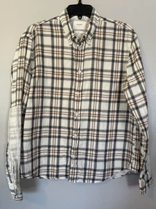 Camisa Billy Reid Franela Abotonada Para Hombre Talla Grande Beige Tartán Cuadros Italia - Imagen 1 de 9