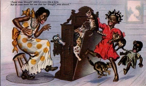 Kleines Mädchen hatte eine Stimme wie ein Vogel jetzt von Katzen angegriffen Humor Postkarte A123 - Bild 1 von 2