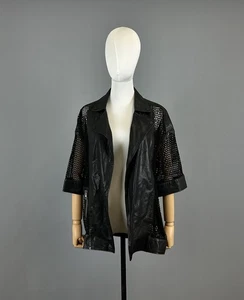 ALLSAINTS Balck Leather Oversized Lightweight Blazer Jacket Size UK 10 US 6 - Picture 1 of 11