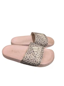 Adidas Slides Niñas Talla 2 Rosa y Gris Leopardo Sandalias Zapatillas Zapatos Juveniles - Imagen 1 de 5