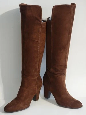 NINE WEST Brown Suede LEATHER KNEE HIGH Pull-on BOOTS Women’s size 9.5 M - Image 1 of 4