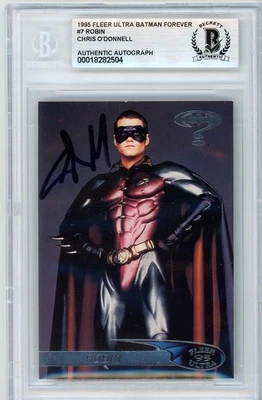 Chris O'Donnell 1995 Fleer Ultra Batman Forever 7 Robin RC Autograph BAS Beckett - Image 1 of 2