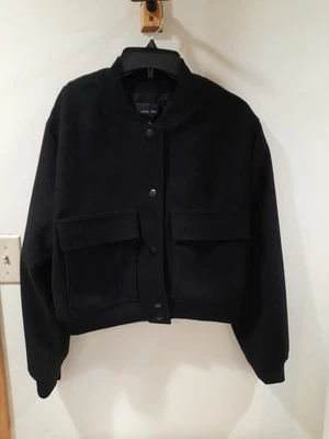 Nuevo Love Tree Juniors Talla Pequeña Negro Bomber Chaqueta Corta Bolsillos Cómoda  Foto 1 de 4