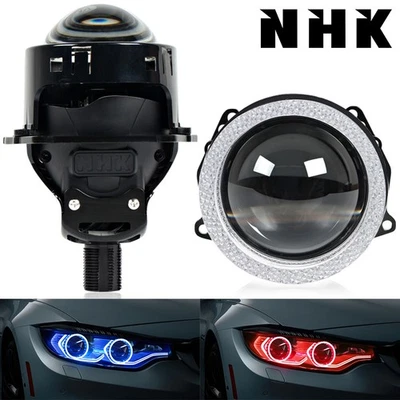 NHK 3.0'' M1 Bi LED Projector Lens RGB LED Angel Eye Shrouds Headlight Retrofit - Image 1 of 4