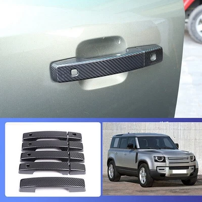 Cubierta de manija de puerta de fibra de carbono real 9 piezas para Land Rover Defender 110 2020-2023 Foto 1 de 4