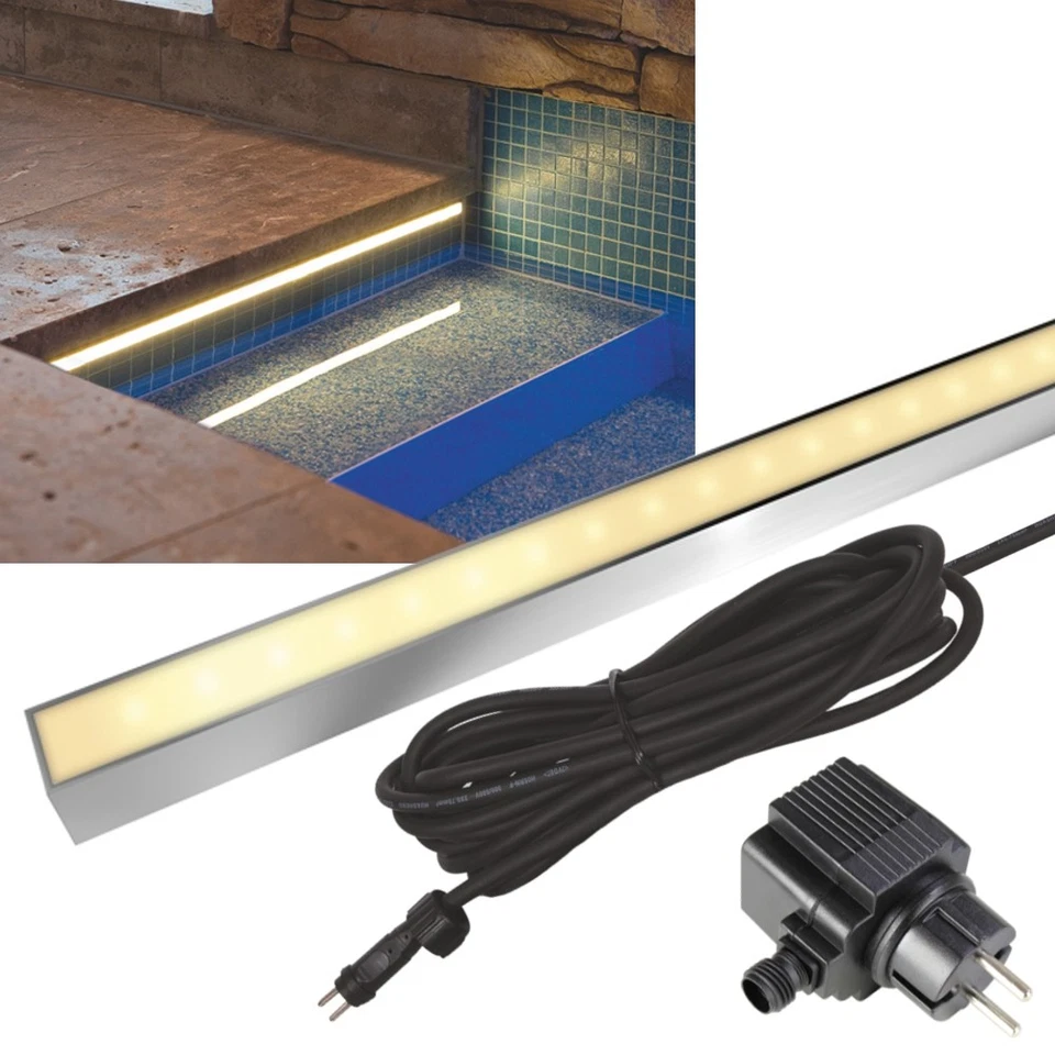 LED Licht-Leiste AQUALINE warmweiß Edelstahl IP68 Strip Unterwasser-Betrieb - Bild 1 von 4