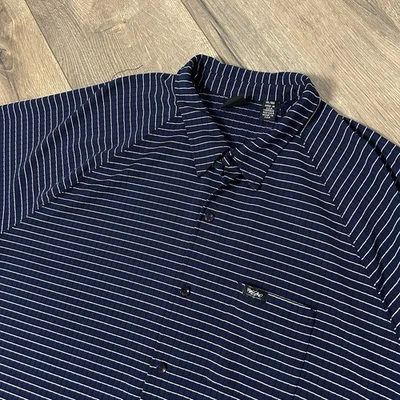 Vtg Y2K Mossimo Striped Polyester Button Up Short Sleeve Shirt Mens XL RARE - Image 1 of 4