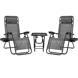 Set 3-tlg Gartenstuhl Hochlehner Klappstuhl Campingstuhl Liegestuhl Relaxstuhl - Bild 1 von 7