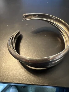 925 Sterling Silver Twisted Triple Bar Design Cuff Bracelet 7" - Picture 1 of 4