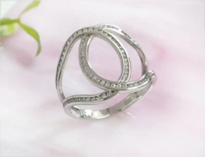 Anello in argento 925 18,4 mm (58) anello da donna cristallo vero argento sterling ss158 - Foto 1 di 3