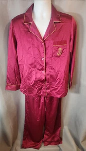 Lauren Ralph Lauren Pink Embroidered Woven Sateen Pajama/Lounge Set Capri M - Picture 1 of 8